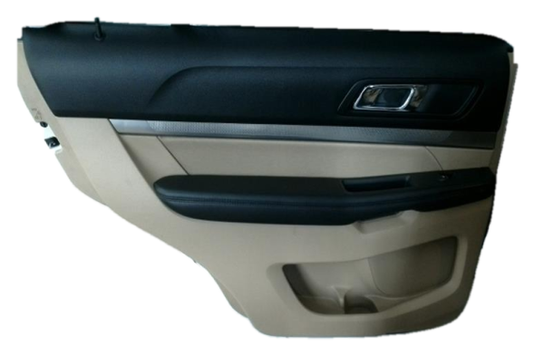 OEM Tan Door Interior Trim Panel for 2016, 2017, 2018, 2019 Ford Explorer, Police Interceptor Utility - Rear, Left (Driver)