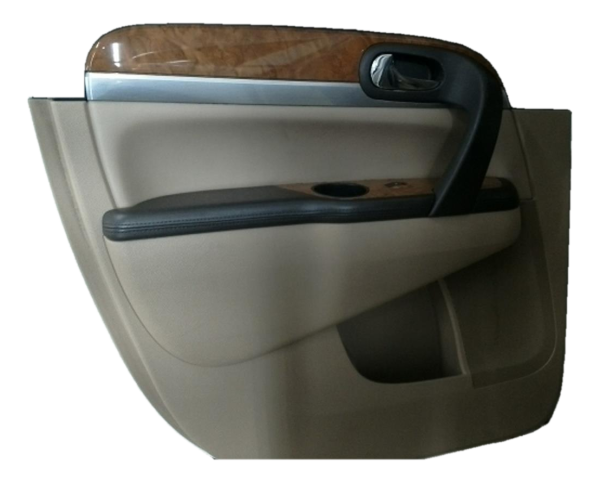 OEM Tan Door Interior Trim Panel with Power Windows and Locks for 2007, 2008, 2009, 2010, 2011, 2012 Buick, Chevrolet, GMC, & Saturn - Rear, Left (Driver)