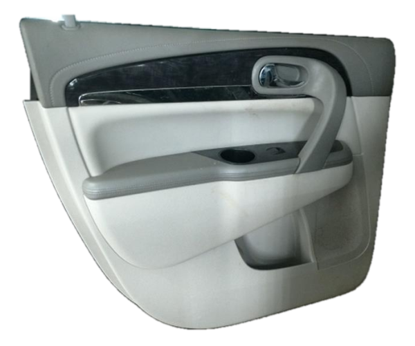 OEM Gray Door Interior Trim Panel with Power Windows and Locks for 2007, 2008, 2009, 2010, 2011, 2012, 2013, 2014, 2015, 2016, 2017 Buick, Chevrolet, GMC, & Saturn - Rear, Left (Driver)