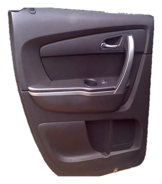 OEM Black Door Interior Trim Panel with Power Windows and Locks for 2007, 2008, 2009, 2010, 2011, 2012, 2013, 2014, 2015, 2016, 2017 Buick, Chevrolet, GMC, & Saturn - Rear, Left (Driver)