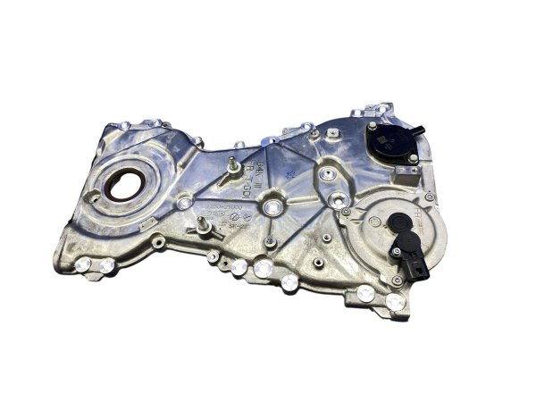 OEM Black Lower Engine Timing Chain Cover with VVT Solenoid for 2021, 2022, 2023, 2024, 2025 Genesis & Kia