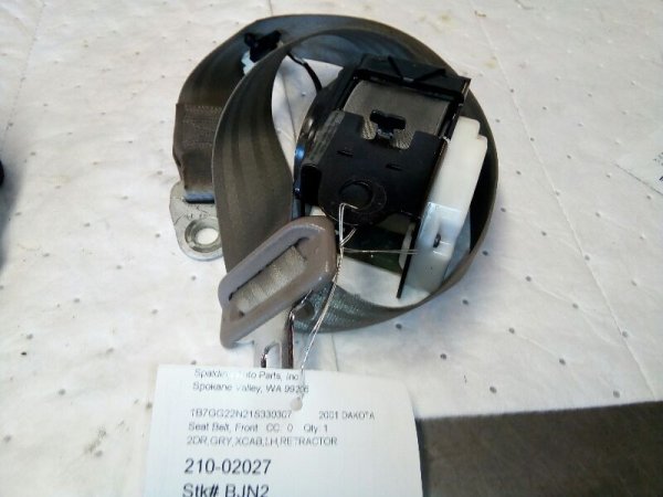 2001, 2002, 2003, 2004 Dodge Dakota Gray Seat Belt Assembly - Front, Left (Driver) (OEM)