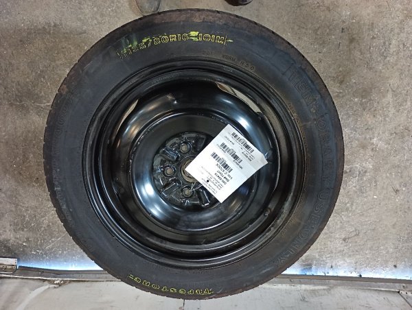 OEM Black 16x4 Steel Compact Spare Wheel with Tire for 1991, 1992, 1993, 1994, 1995, 1996, 1997, 1998, 1999, 2000, 2001, 2002, 2003, 2004, 2005, 2006, 2007, 2008, 2009, 2010, 2011, 2012, 2013, 2014, 2015, 2016, 2017, 2018, 2019, 2020 Scion & Toyota