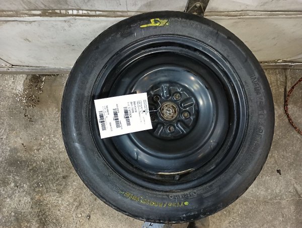 OEM Black 16x4 Steel Compact Spare Wheel with Tire for 1991, 1992, 1993, 1994, 1995, 1996, 1997, 1998, 1999, 2000, 2001, 2002, 2003, 2004, 2005, 2006, 2007, 2008, 2009, 2010, 2011, 2012, 2013, 2014, 2015, 2016, 2017, 2018, 2019, 2020 Scion & Toyota